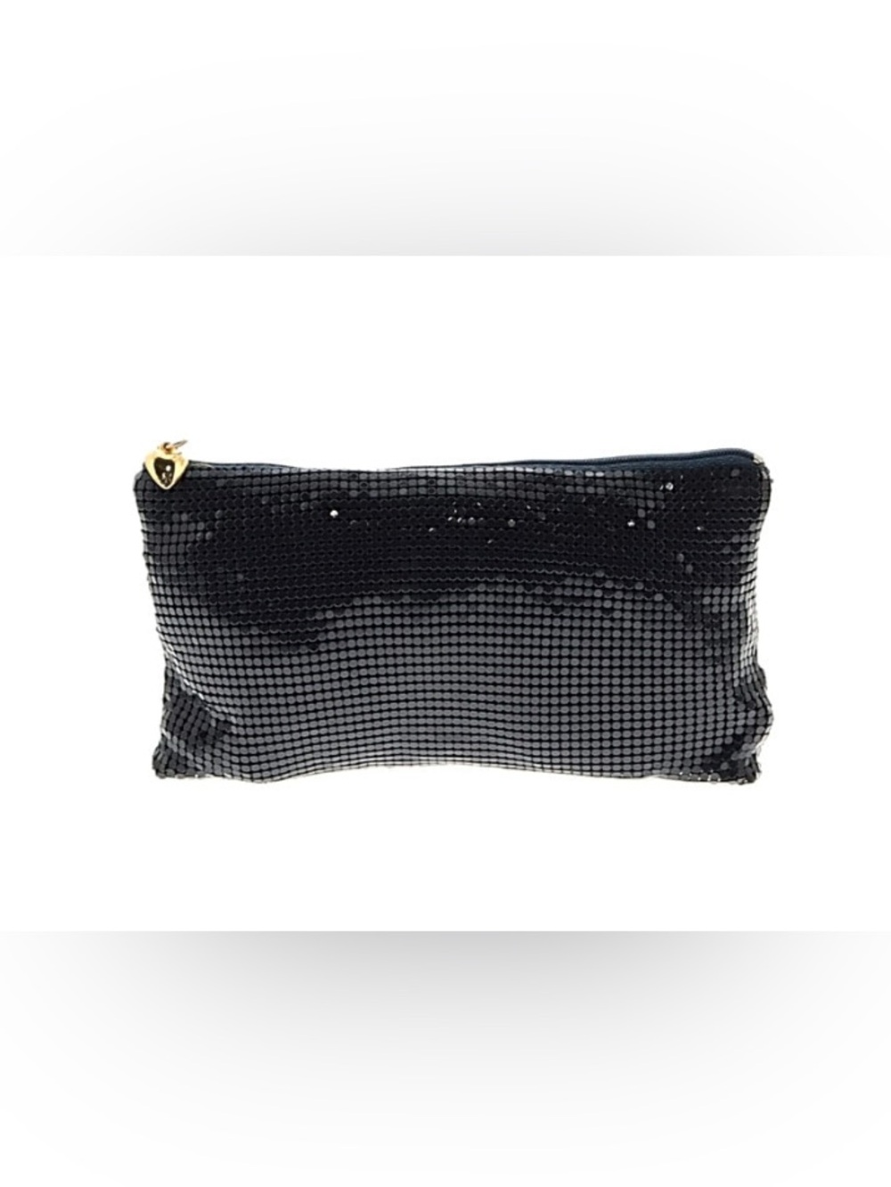 Scoop NYC Black Sequin Evening Clutch with Gold Heart Zip Pull- Like new